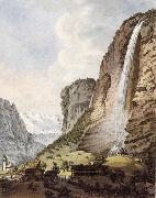 Fall d-eau apellee Staubbach in the Vallee Louterbrunen, Johann Ludwig Aberli
